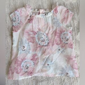 Bonpoint floral silk short-sleeve blouse (Size 2)